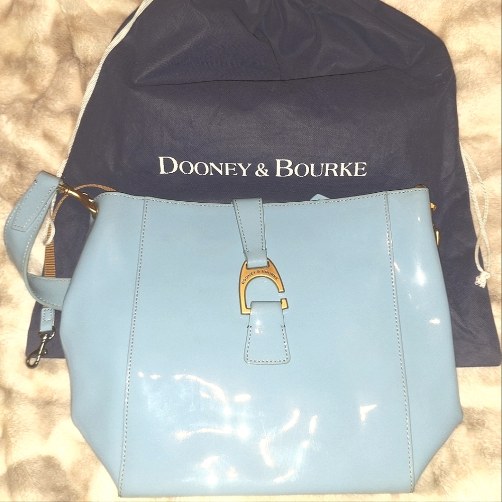 Dooney & Bourke Robin's Egg Blue Pastel & Patented Leather Shoulder Bag